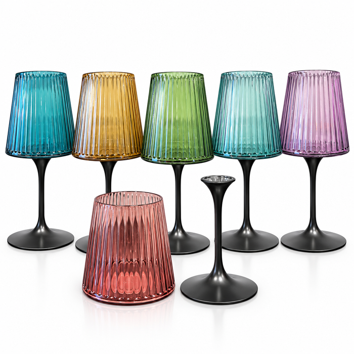 BICCHIERI CON STELO MAGNETICO - EASY RAINBOW SET DA 6