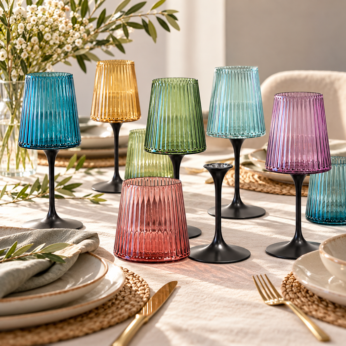 BICCHIERI CON STELO MAGNETICO - EASY RAINBOW SET DA 6